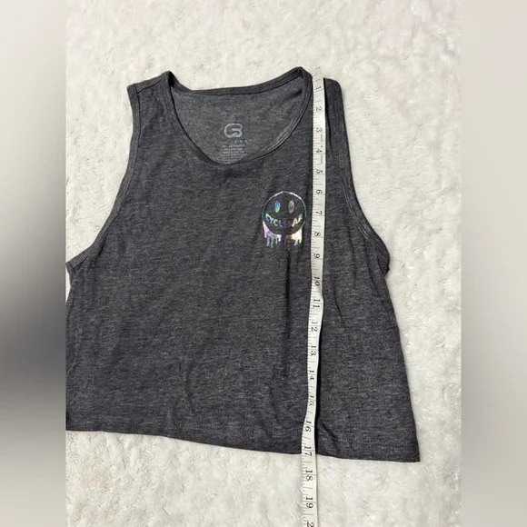 Cyclebar Charcoal Crop Top with Metallic Smiley Face Graphic - Picture 8 of 8